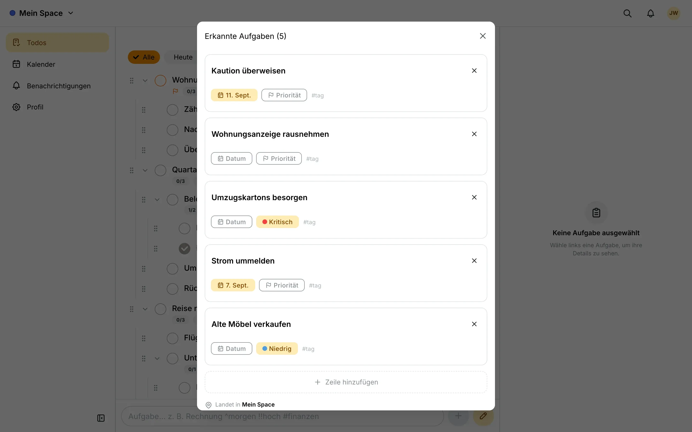 LiTha To-Do: One paragraph becomes five tasks in a browser